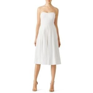 GREYLIN White Sweetheart Neckline Cropped Keyhole Cutout Midi Dress Size XS